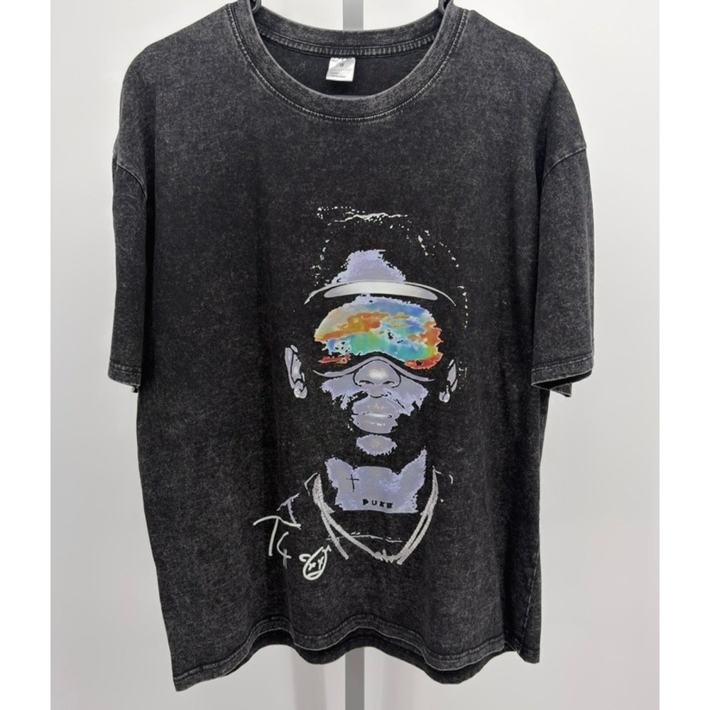 PICKUR MIND Travis Scott Graphic T-Shirt Mens small Black Acid Wash Oversized